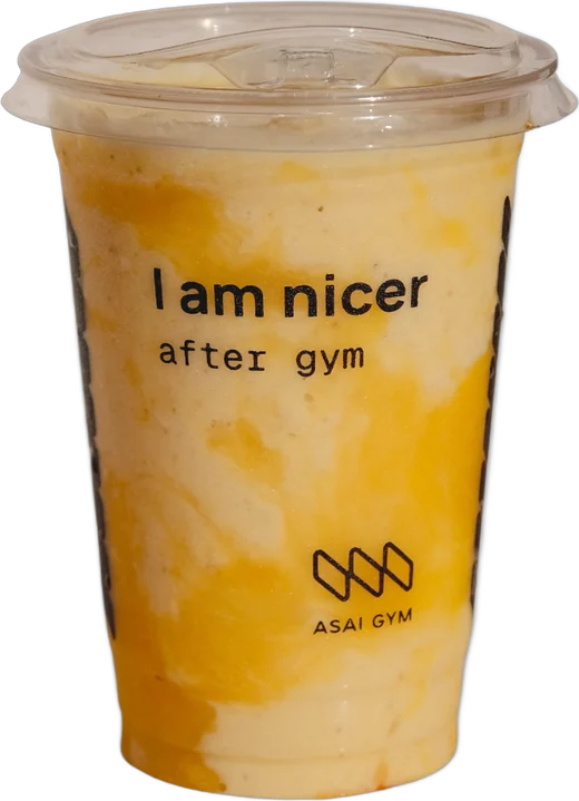 Good Decisions smoothie in an ASAI GYM cup